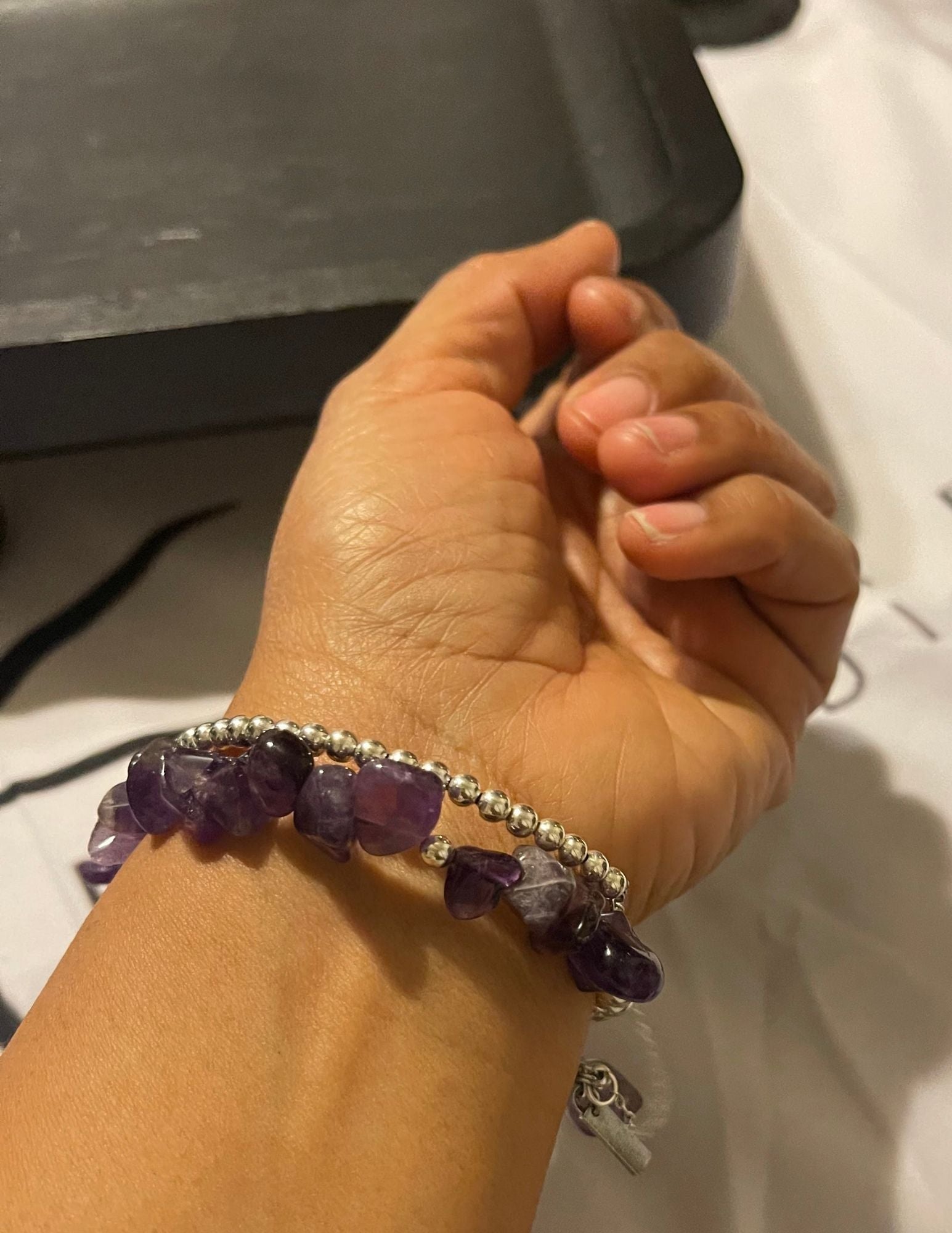 The Calm Wrap - Amethyst and Silver bracelet