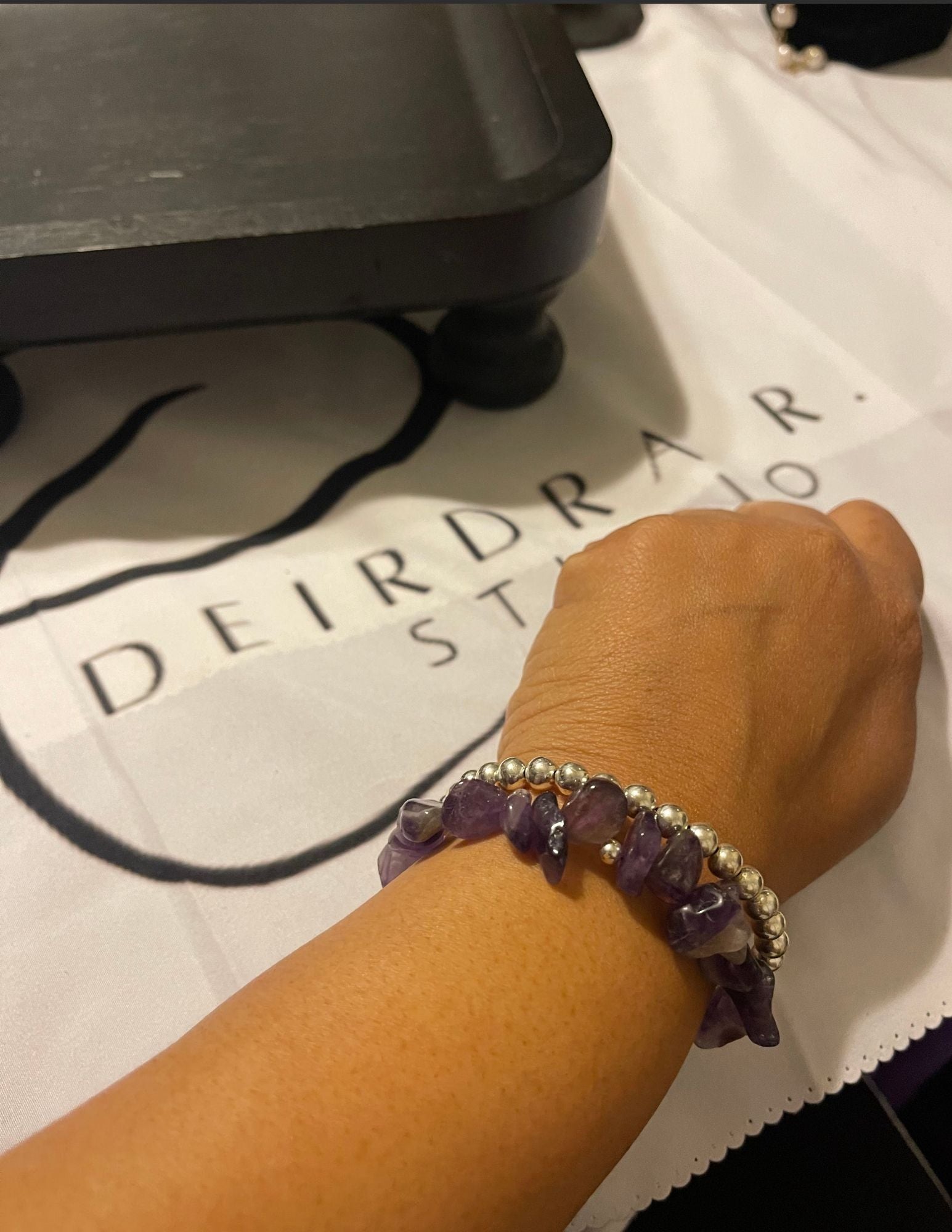 The Calm Wrap - Amethyst and Silver bracelet