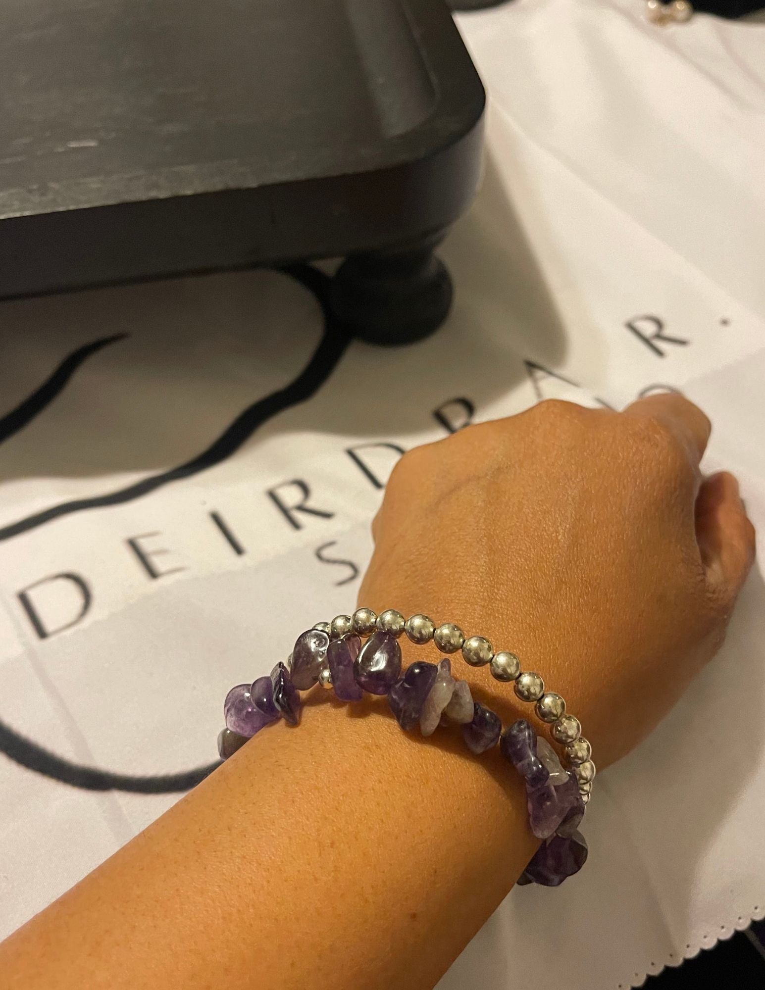 The Calm Wrap - Amethyst and Silver bracelet