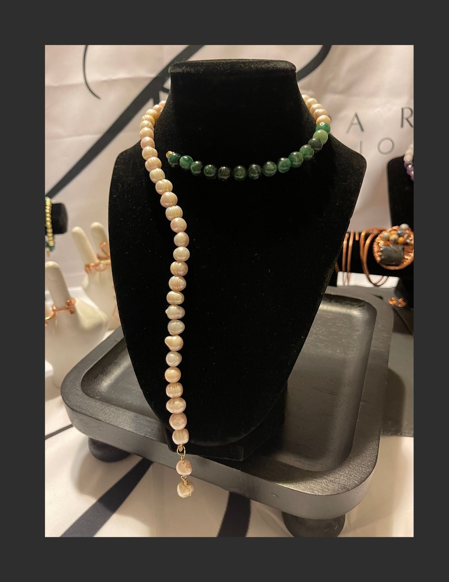 Pearl & Emerald Beaded Necklace