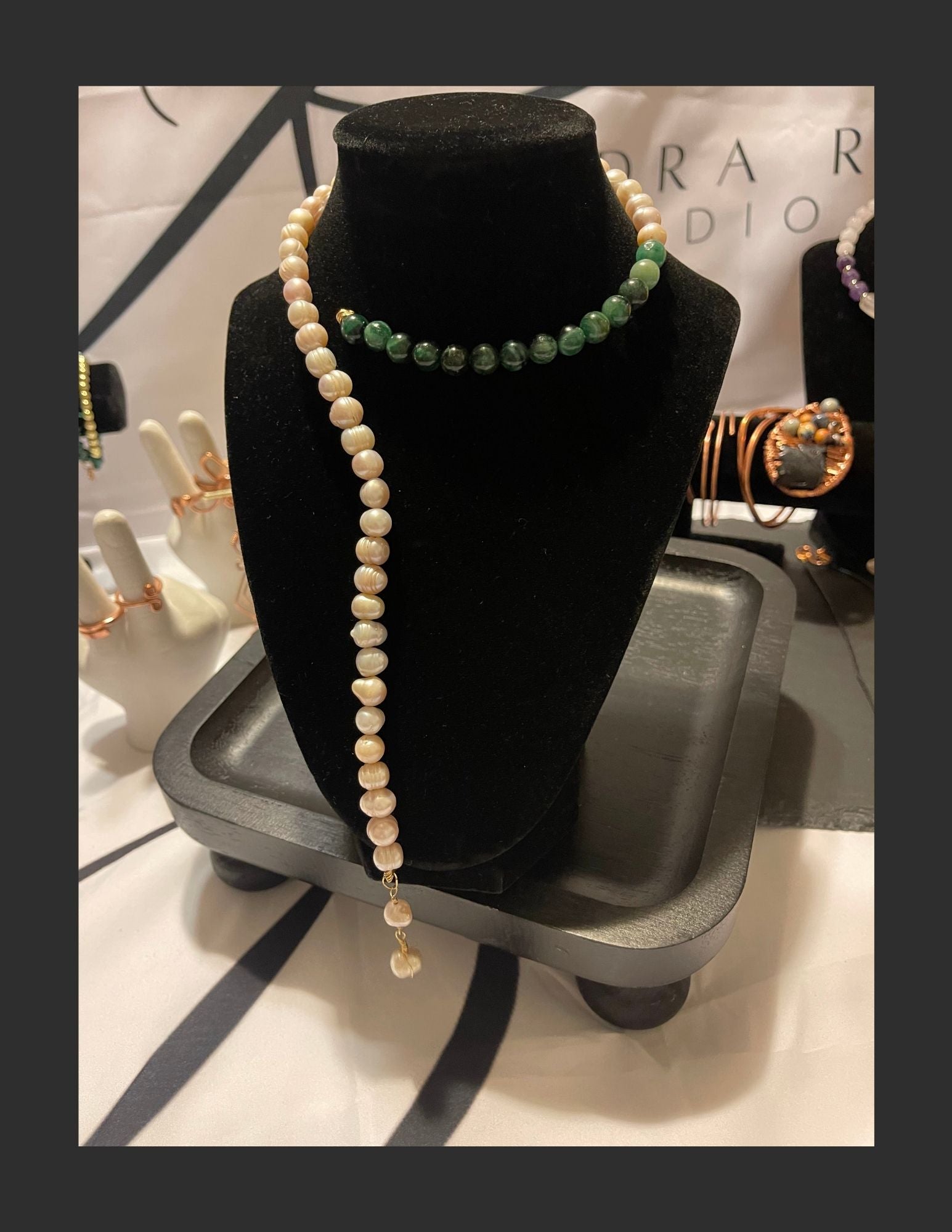 Pearl & Emerald Beaded Necklace