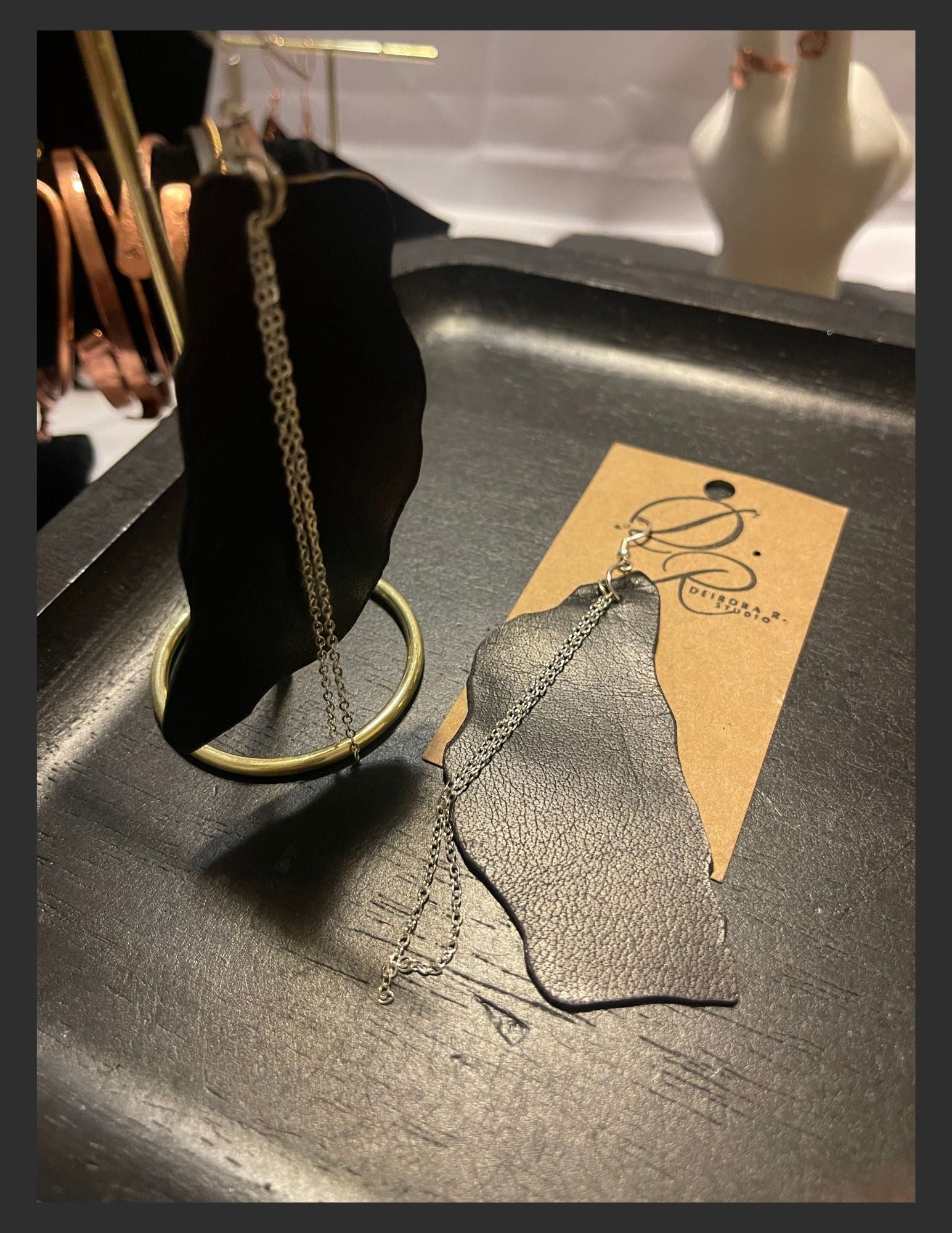 Leather Chain Drop Earrings