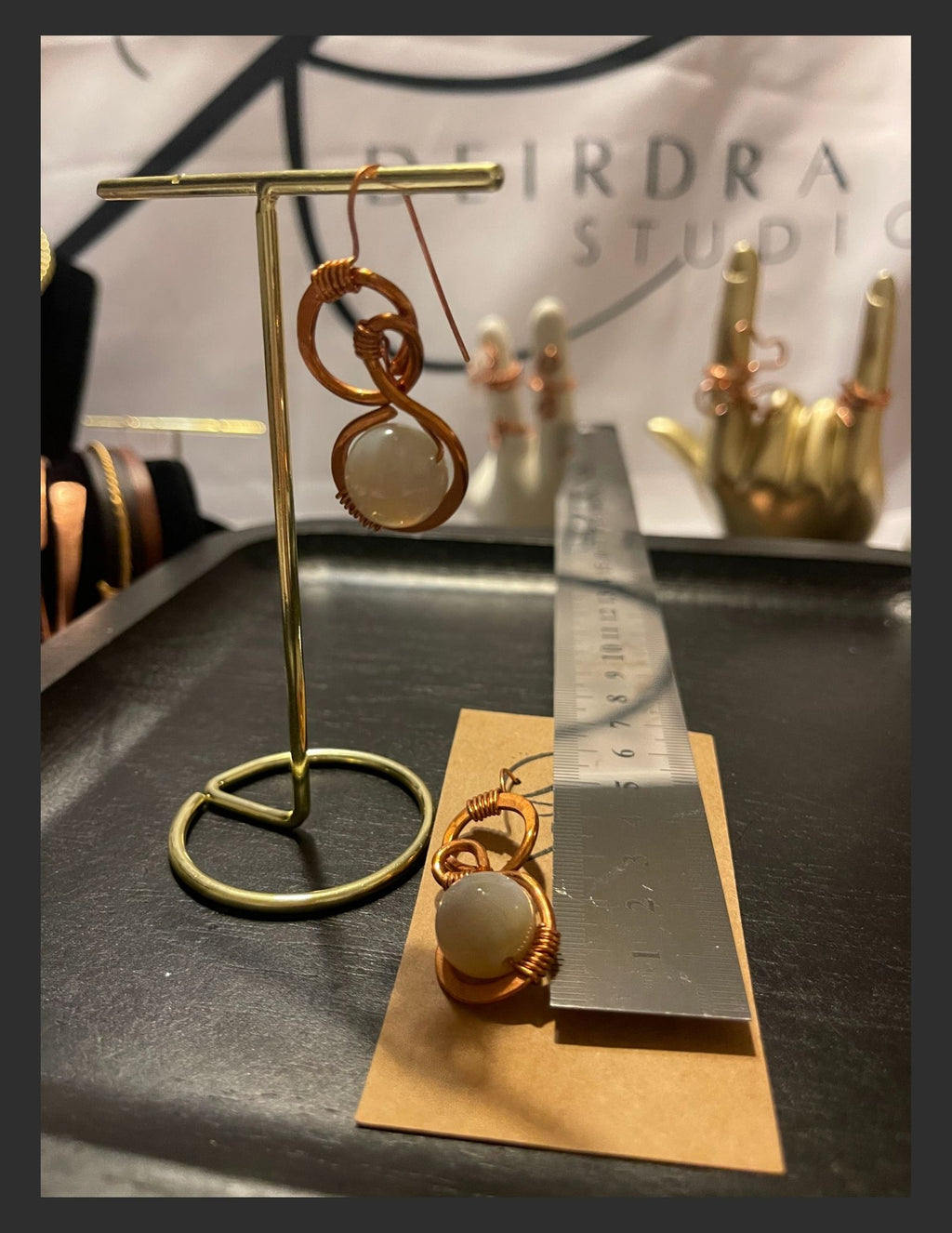 Agate Spiral Copper Earrings