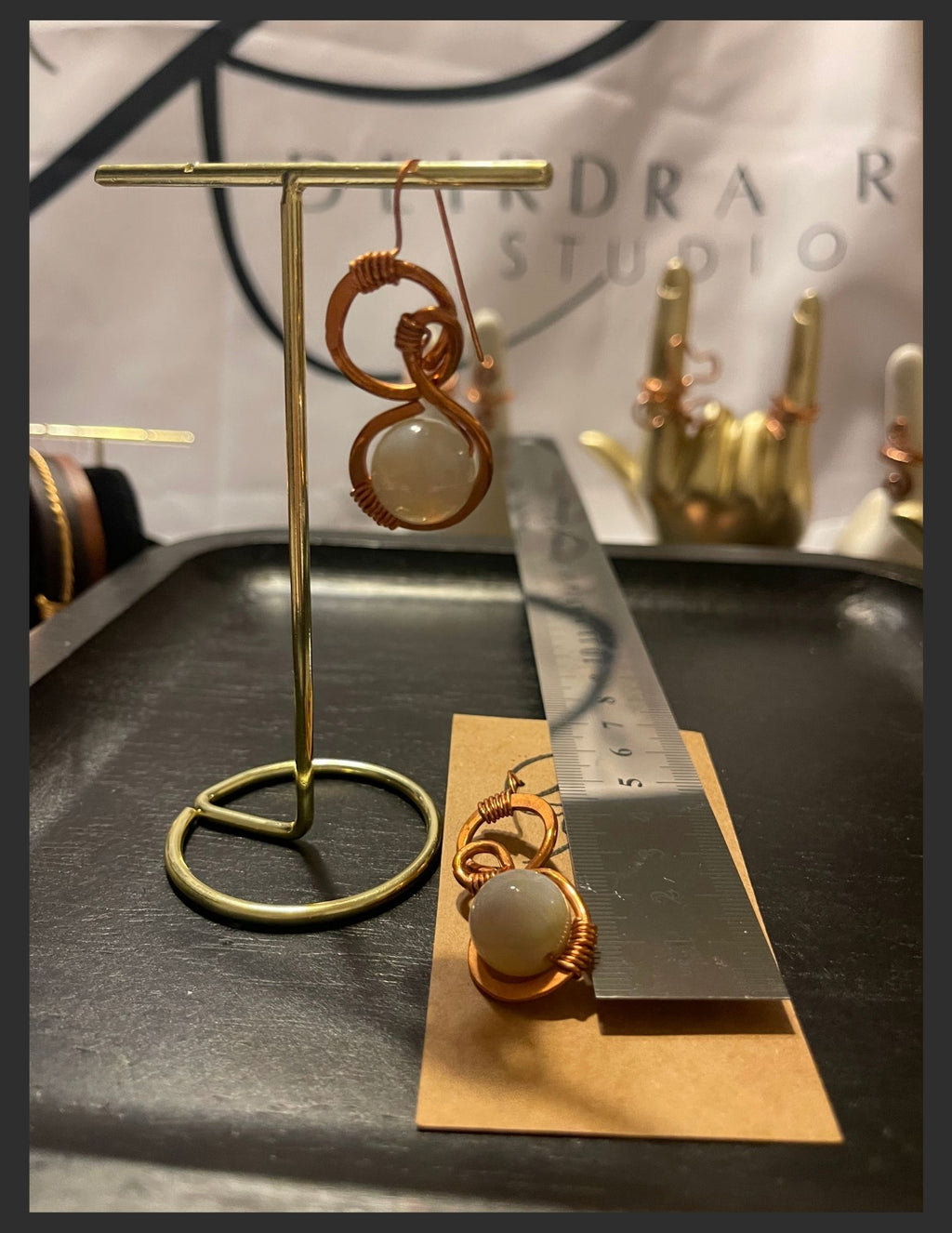 Agate Spiral Copper Earrings