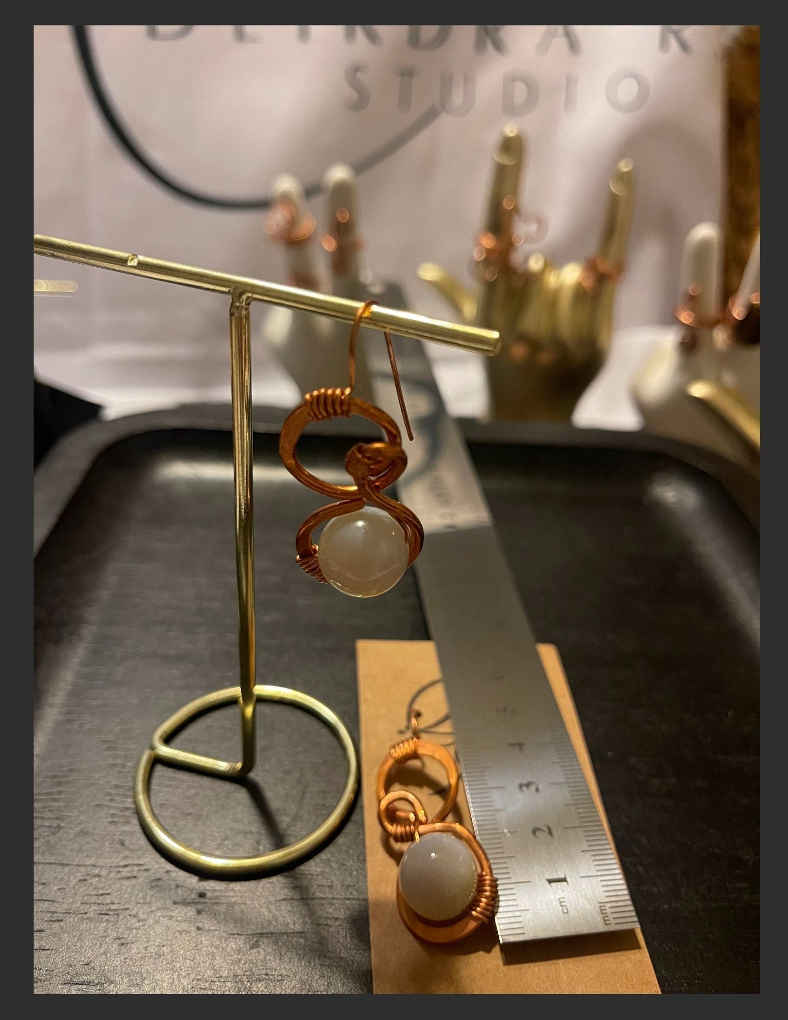 Agate Spiral Copper Earrings